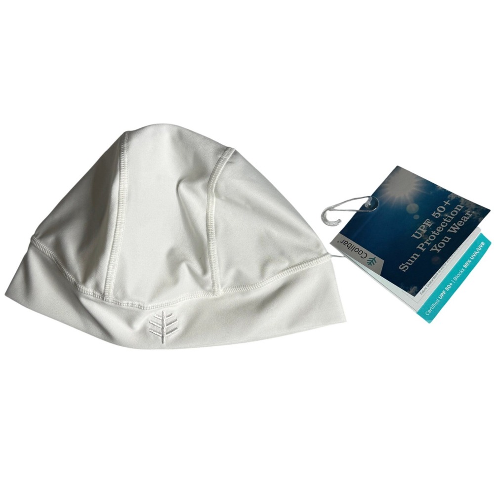 Coolibar Aqua Sun Skully Cap White UPF 50 Swim Hat Womens OS NWT NEW